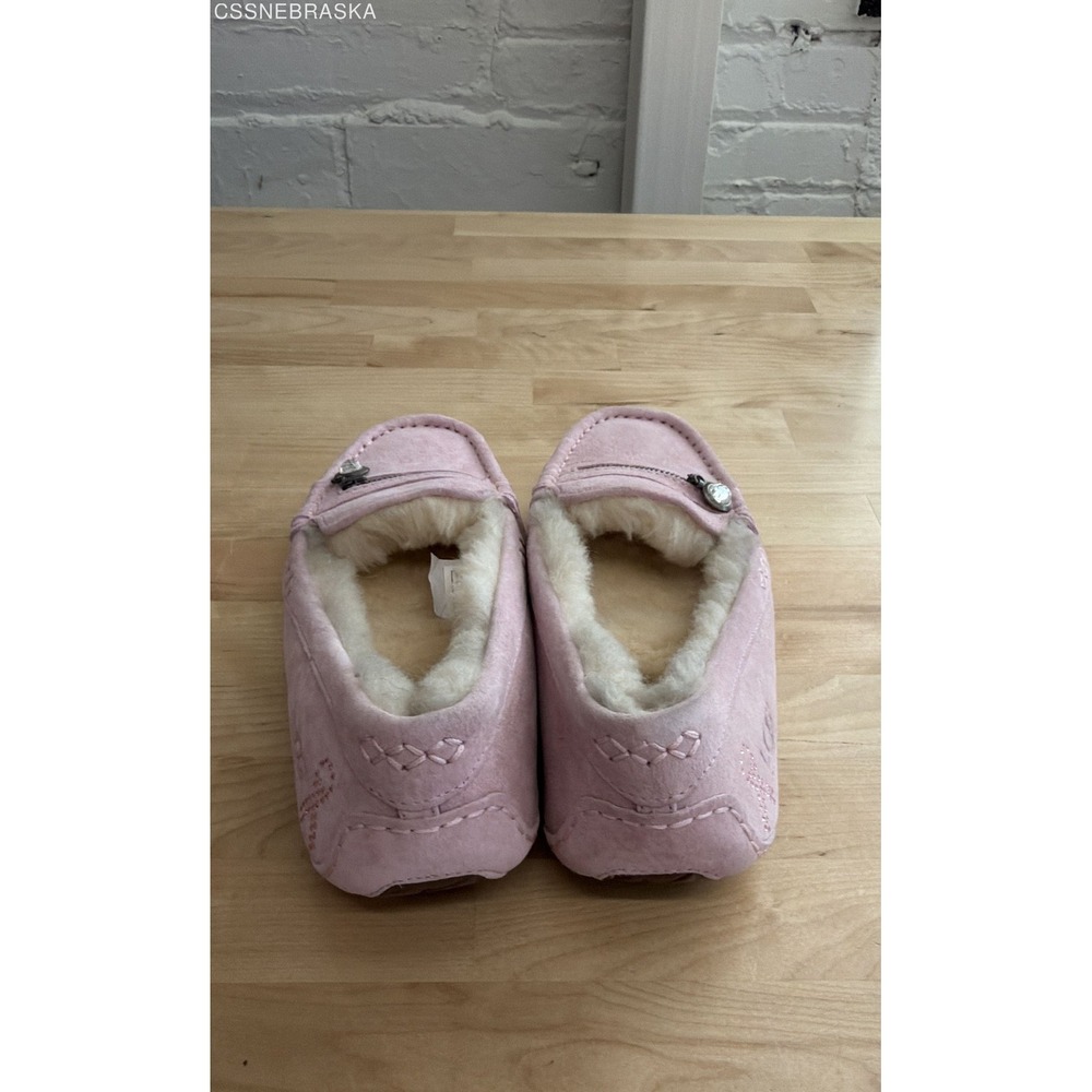UGG Ansley Swarovski Breast Cancer Awareness Pink Suede Moccasins Women's Size 7 - Picture 4 of 9